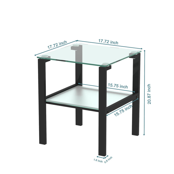 Glass Two Layer Tea Table, Small Round Table, Bedroom Corner Table, Living Room Side Table