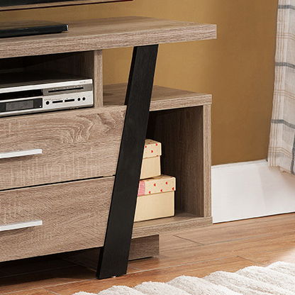 Home Entertainment Modern TV Stand With Two Drawers And Multi Shelving - Dark Taupe / Black