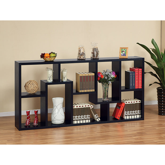 Open Back Display Cabinet, Bookcase Stand With 8 Shelves - Black