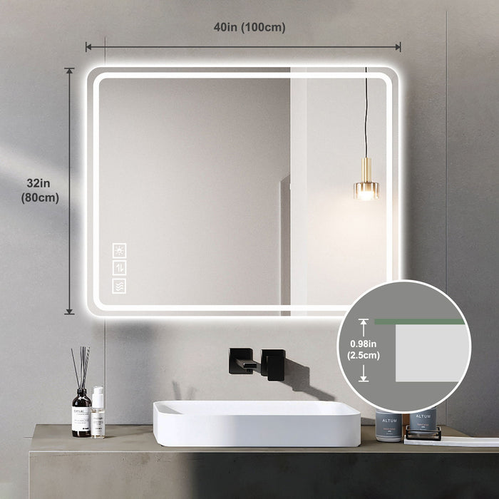 LED Bathroom Mirror Vanity Mirrors With Front Lights Wall Mounted Anti-Fog Frameless Make Up Mirror With Light Copper-Free Mirror Horizontal Or Vertical