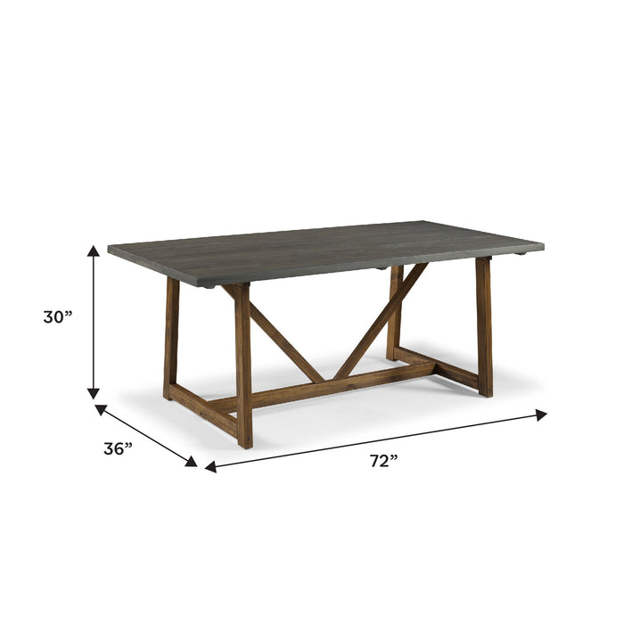 Modern Farmhouse Solid Wood V Frame Trestle Dining Table - Gray / Brown