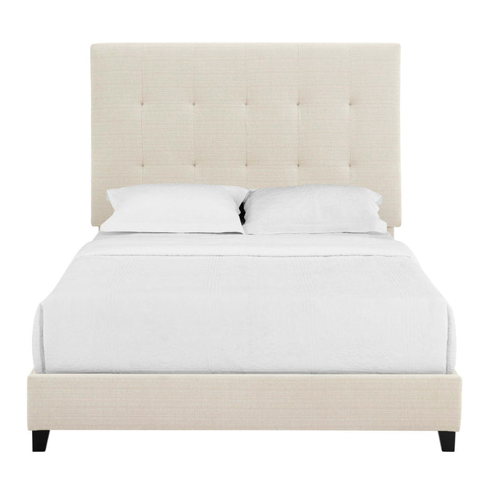 Queen Size Beige Tufted Upholstered Platform Bed