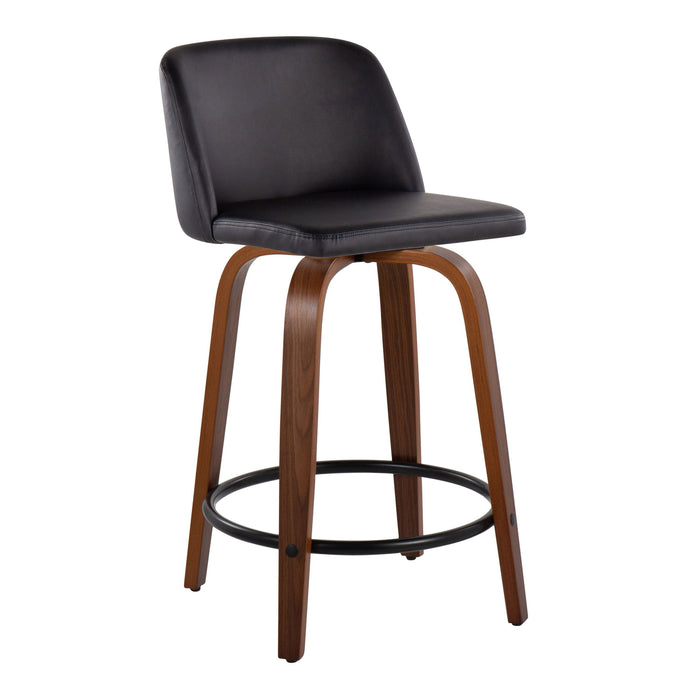 Toriano - Mid Century Modern, Fixed Height Counter Stool & Swivel And Round Footrest (Set of 2)