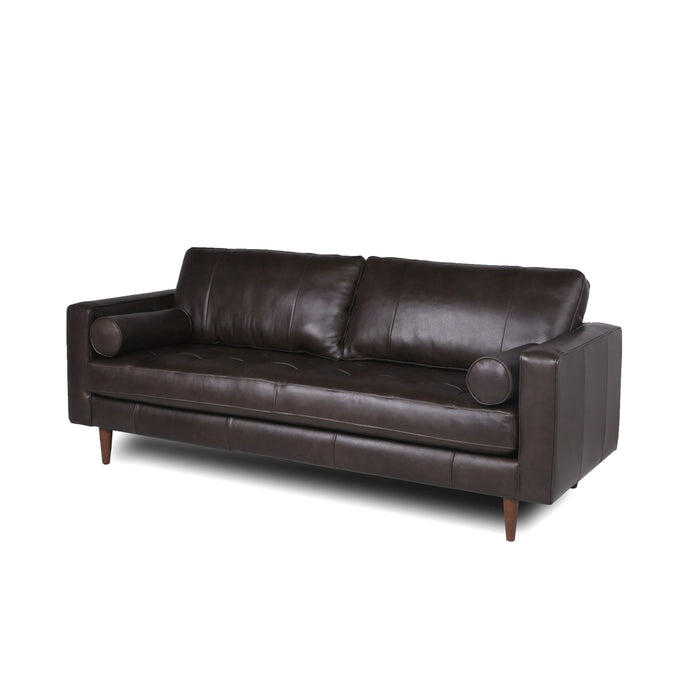 Mid-Century Tufted, Leather Sofa