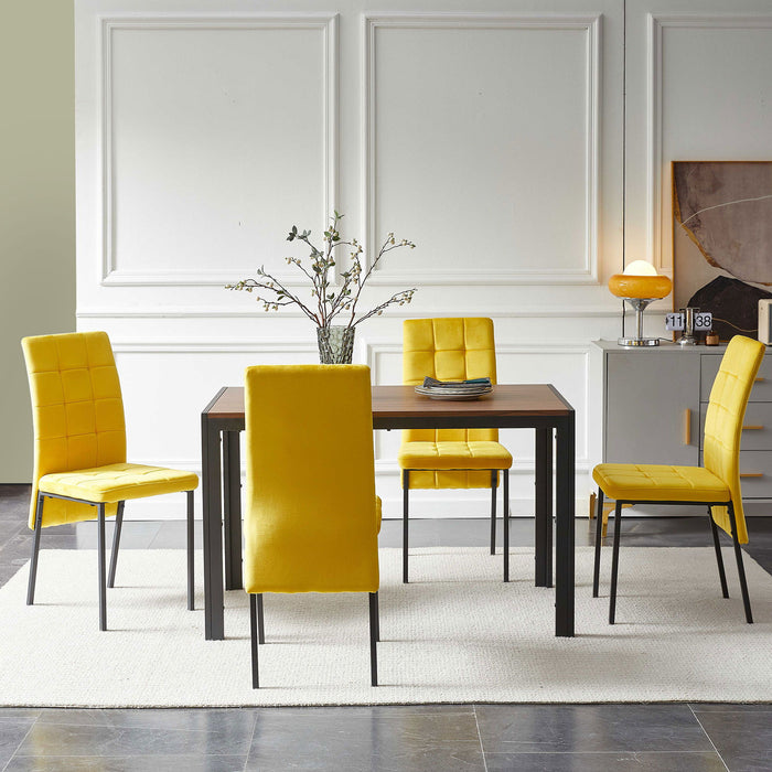 5 Piece Dining Set Including Velvet High Back Nordic Dining Chair & Creative Design Dining Table