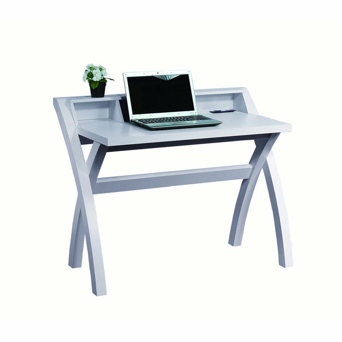 Crosshatch Desk, Workstation Desk With USB / Power Outlet - White