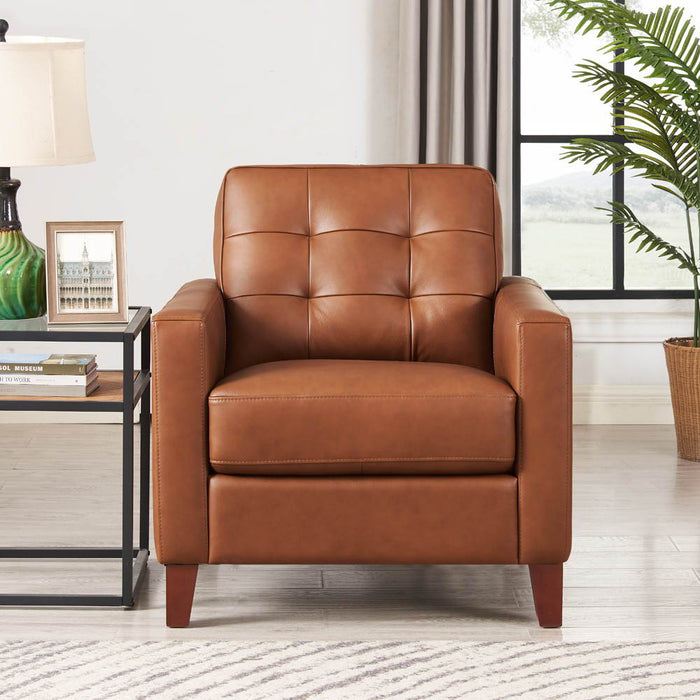 Aiden - Leather Chair - Brown