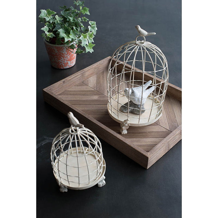 Stella - Decorative Birdcages With Bird Finial (Set of 2) - Cream