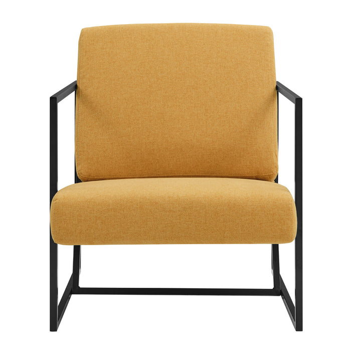 Modern Upholstered Chair With Metal Frame - Mustard