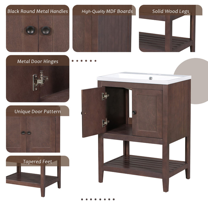 Bathroom Vanity Base Only, Soild Wood Frame, Bathroom Storage Cabinet With Doors And Open Shelf