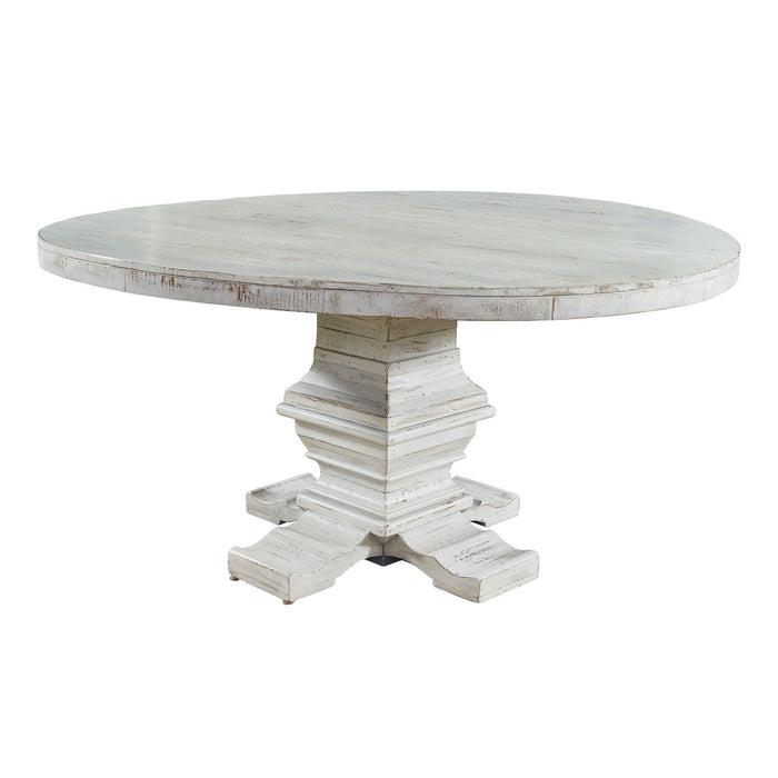 Condesa - White Round Dining Table - Distressed White Finish