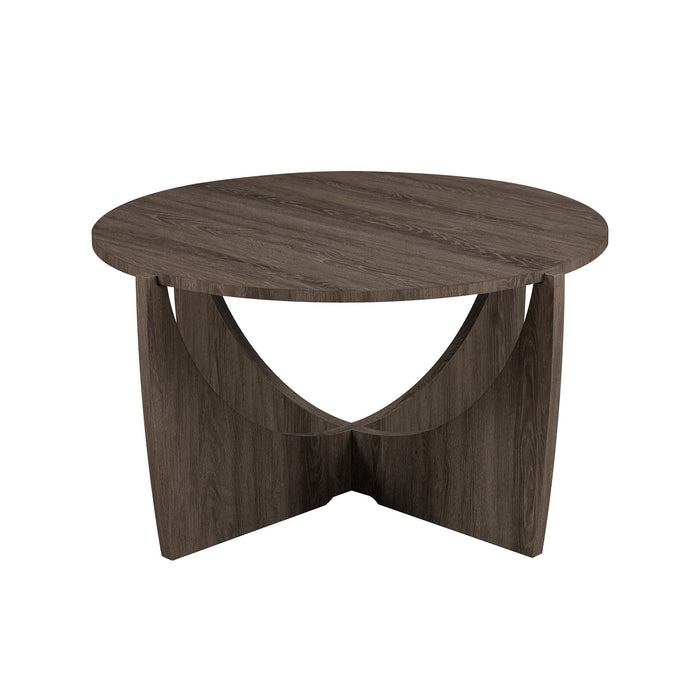 Contemporary Open Arch Base Round Coffee Table - Cerused Ash