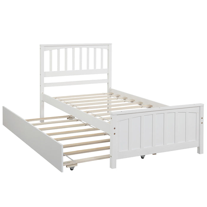 Twin Size Platform Bed & Trundle - White