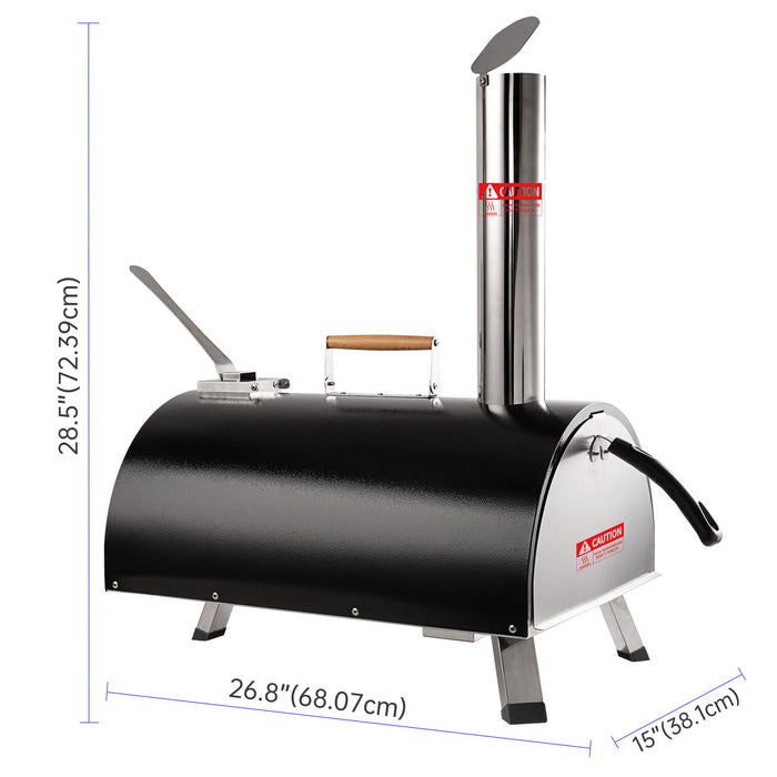 Pizza Oven Outdoor 12" Automatic Rotatable Pizza Ovens Portable Stainless Steel Wood Fired Pizza Oven Pizza Maker With Built-In Thermometer Pizza Cutter Carry Bag