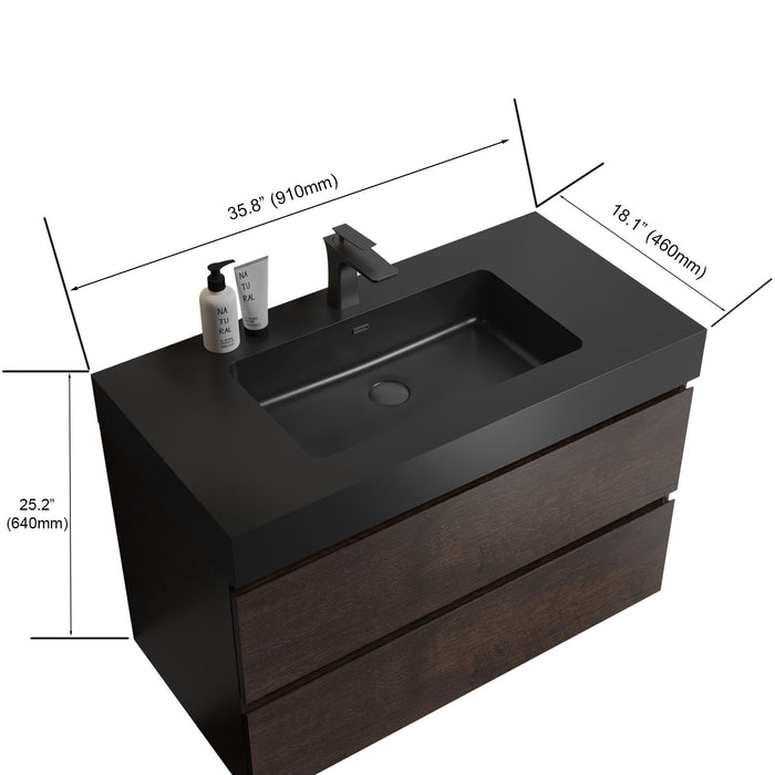 Alice - Bathroom Vanity Wall Mounted With Sink, Large Storage Floating Bathroom Vanity For Modern Bathroom, One-Piece Sink Basin Without Drain And Faucet