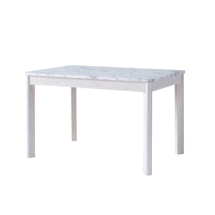 Glossy Marble Tabletop, Modern Faux Marble White Dining Table - White Oak