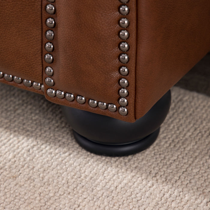 Traditional Tufted Leather Chesterfield Nailhead Chair