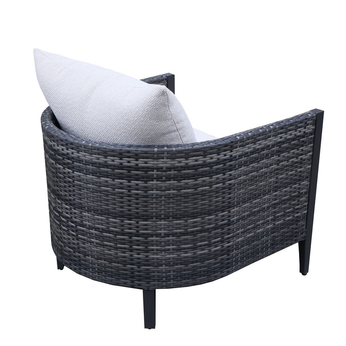 Premium Outdoor Wicker Gabardine Club Chair With Cushion (Set of 2) - White / Dark Gray