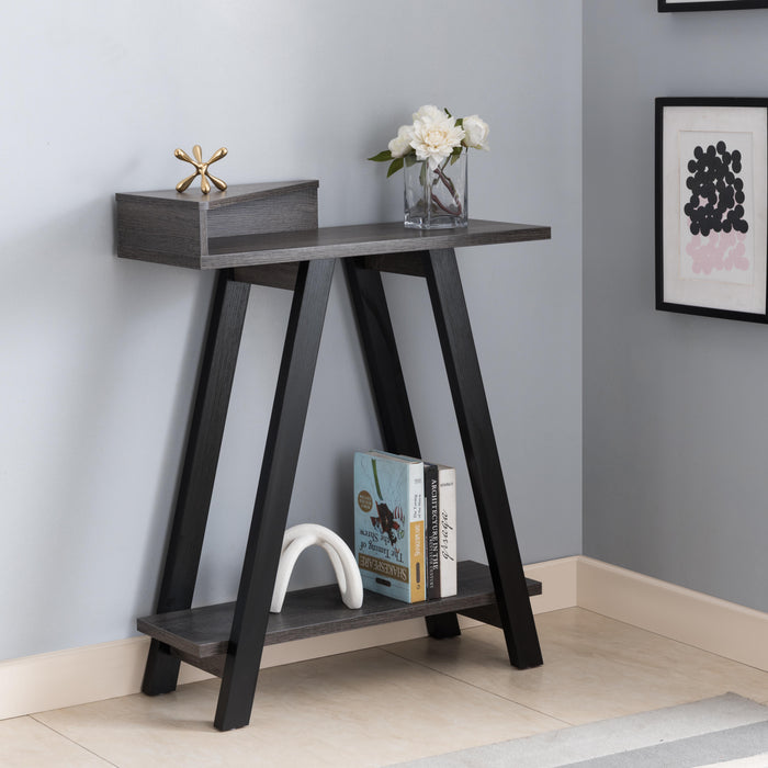 Contemporary Two Toned Console Table With Two Shelves