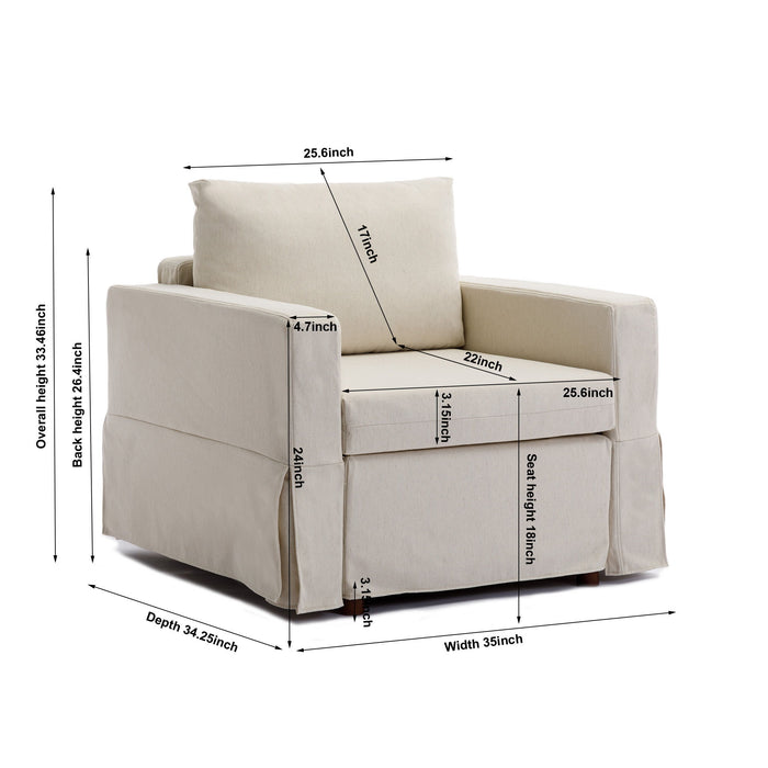 Single Seat Module Sofa Sectional Couch Seat Cushion And Back Cushion Removable And Washable