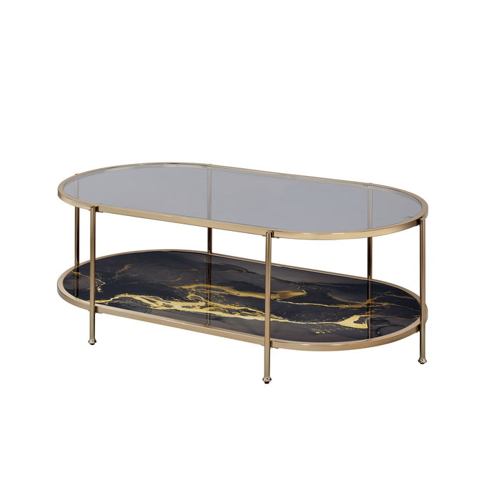 Fiorella - Marble Print Glass Table