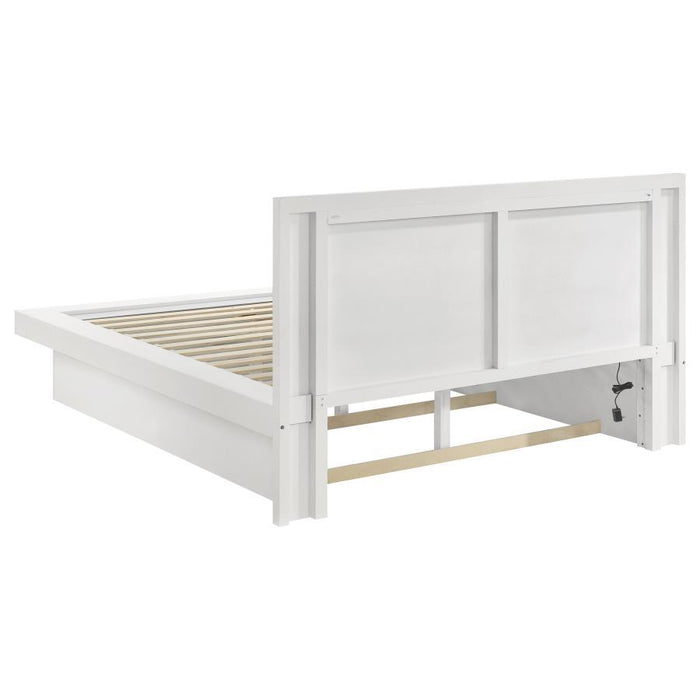 Jessica - Cama de plataforma con asiento de riel