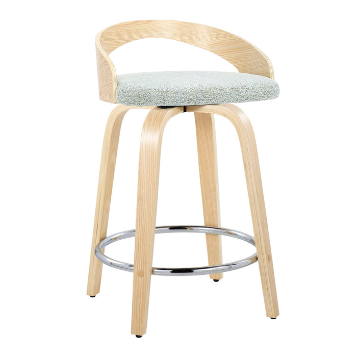 Grotto - Contemporary Fixed Height Counter Stool & Swivel, Round Footrest (Set of 2)