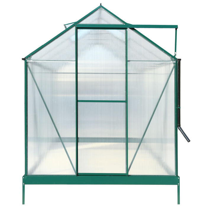 Polycarbonate Greenhouse, Heavy Duty Outdoor Aluminum Walk-In Green House Kit With Rain Gutter, Vent And Door For Backyard Garden