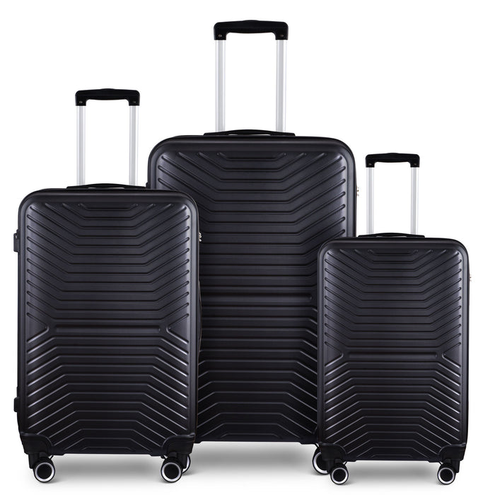 Luggage Sets 3 Piece Suitcase Set Hard Shell Carry On Suitcases With Spinner Wheels Suitcase With Tsa Lock 20" / 24" / 28" - Black