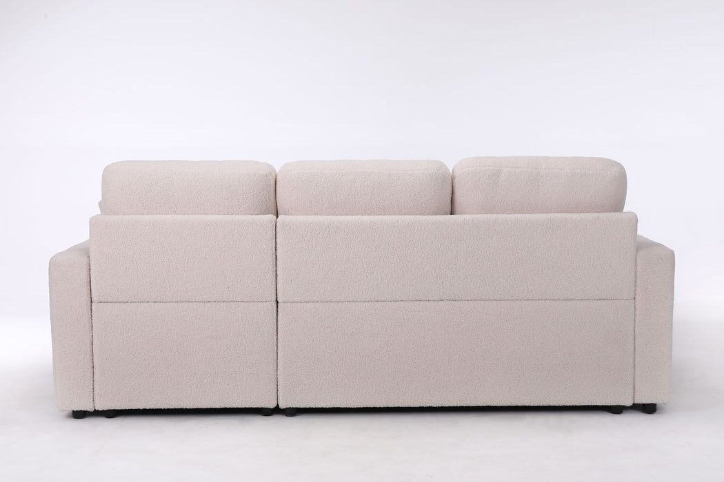 Lambswool - Pull Out Sleeper Sectional Sofa With Storage Chaise