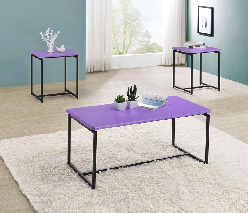 GT - 3 Piece Carbon Fiber Wrap Coffee Table And End Table (Set of 3)