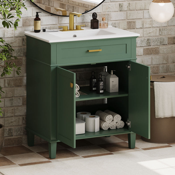 Bathroom Vanity With Ceramic Basin, Soft Close Door And Adjustable Shelves