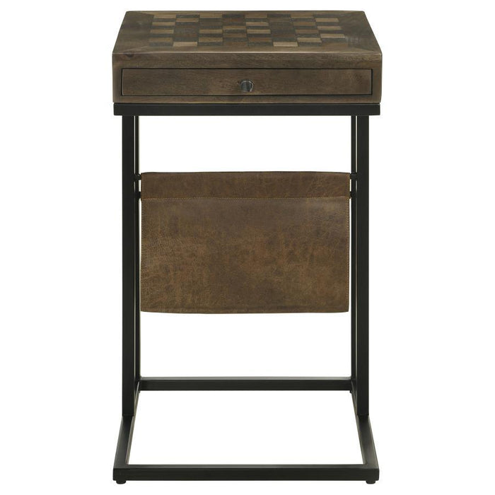 Chessie - 1-Drawer Square Side Table With Leatherette Sling - Tobacco And Black