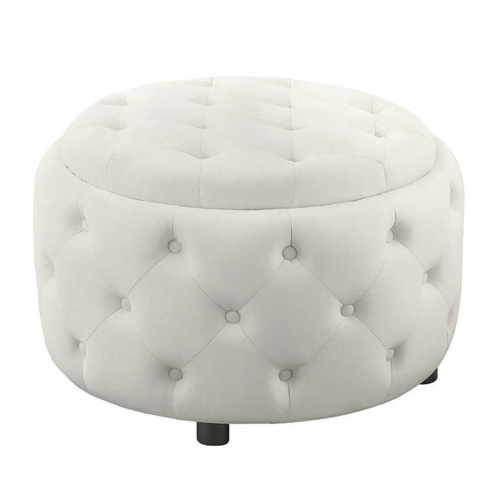 Angelina - Round Upholstered Storage Ottoman