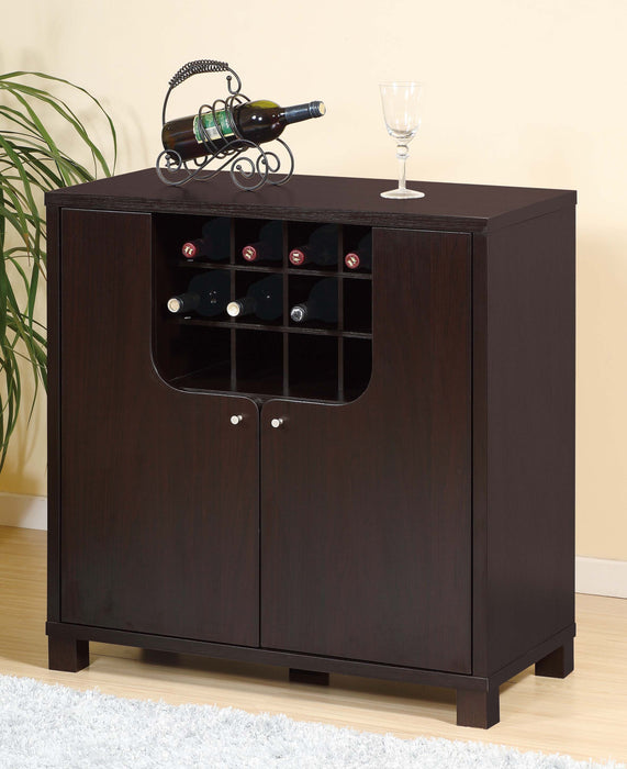 Wine Cabinet With Two Doors Removeable Wine Bottle Rack Metal Wine Glass Racks Four Shelves - Red Cocoa