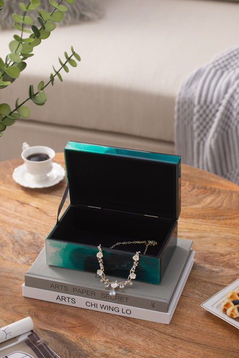 Bethany - Aqua Jewelry Box, Stackable Decorative Storage Boxes & Lids