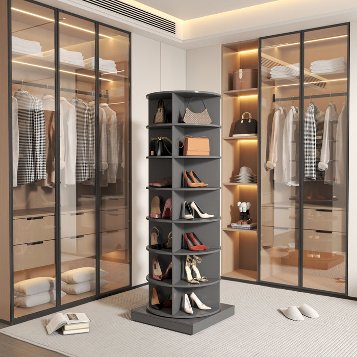 New 360 Rotating Shoe Cabinet 7 Layers Holds Up To 28 Paris Of Shoes