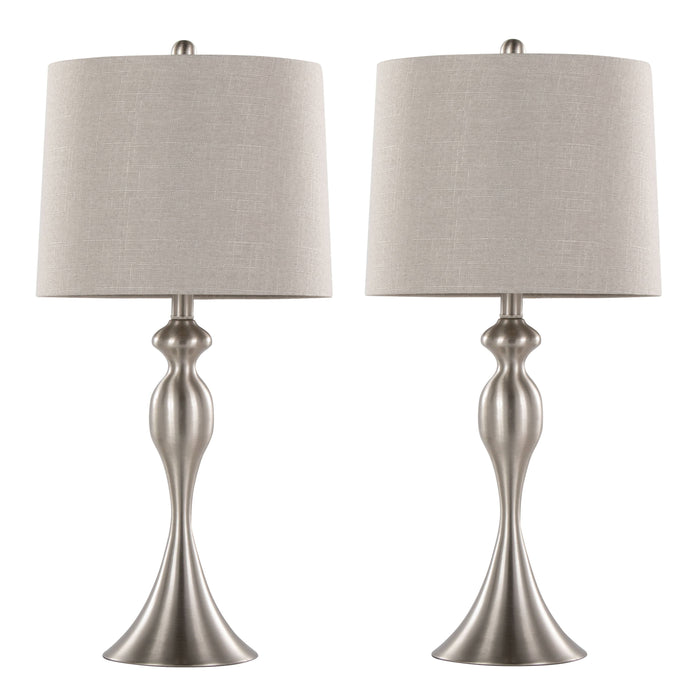 Ashland - Contemporary Table Lamp (Set of 2) - Nickel / Light Gray