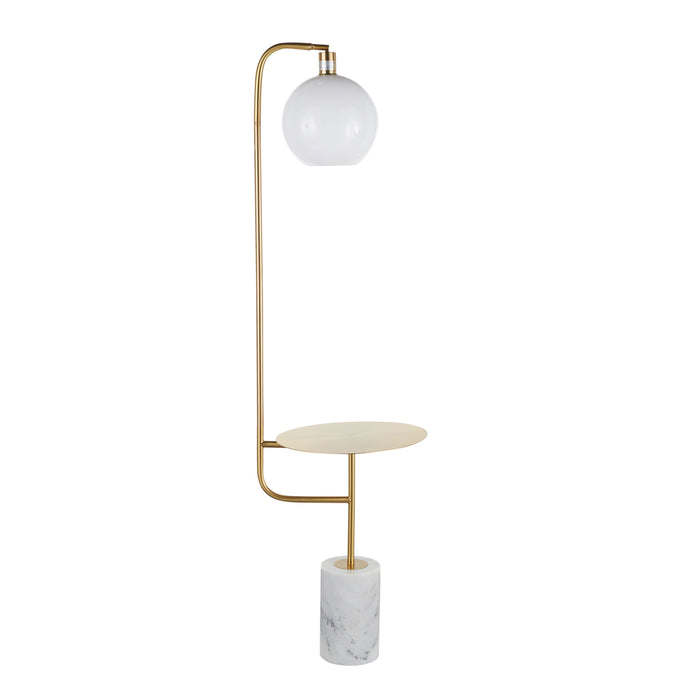 Symbol - Contemporary / Glam Floor Lamp Side Table - White Marble