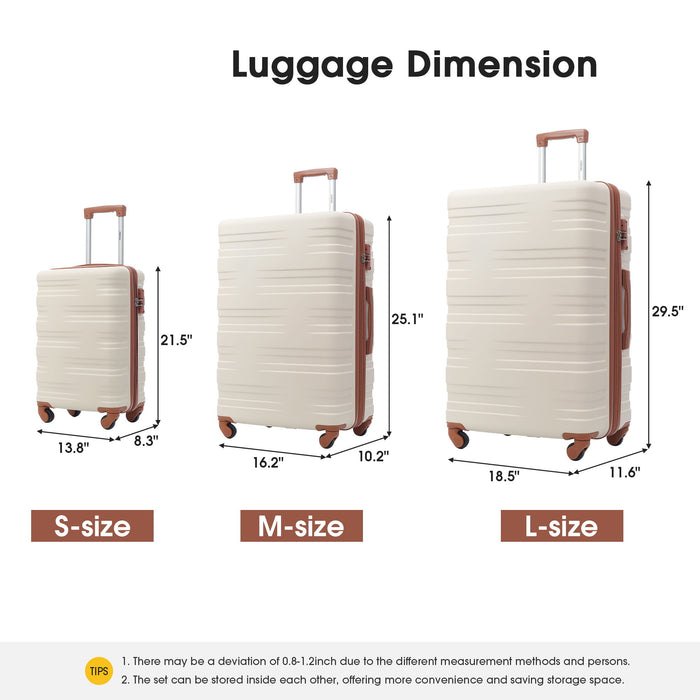 Hardshell Luggage Sets 3 Pieces Spinner Suitcase With Tsa Lock Lightweight 20" 24" 28"