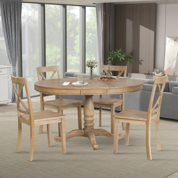 Modern Dining Table Set For 4, Round Table And 4 Kitchen Room Chairs, 5 Piece Kitchen Table Set For Dining Room, Dinette, Breakfast Nook