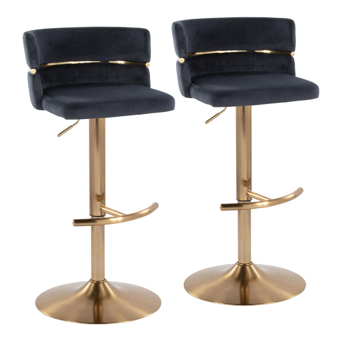 Cinch - Glam / Art Deco Adjustable Barstool With Swivel With Rounded T Footrest (Set of 2)