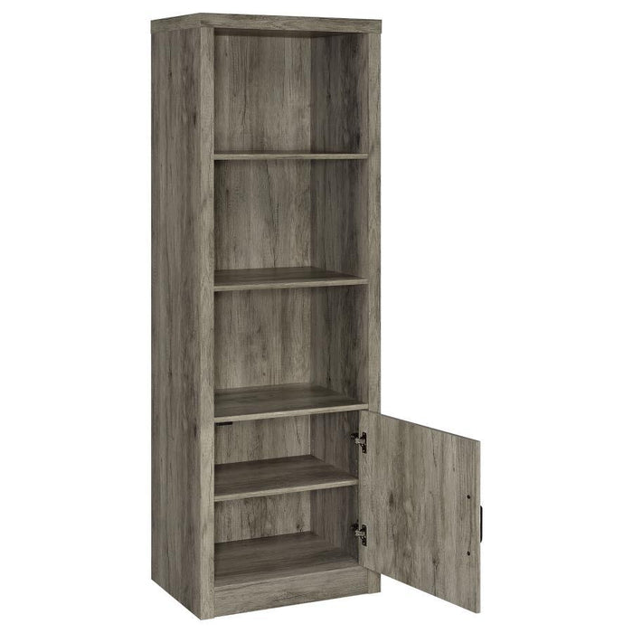 Burke - 3-Shelf Media Tower With Storage Cabinet - Gray Driftwood