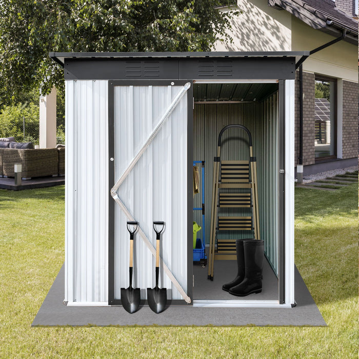 5FtX4Ft Garden Sheds Outdoor Storage Sheds - White / Gray