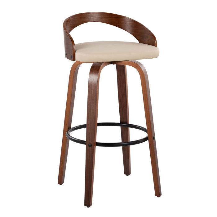 Grotto - Mid Century Modern Fixed Height Barstool & Swivel With Round Footrest (Set of 2)