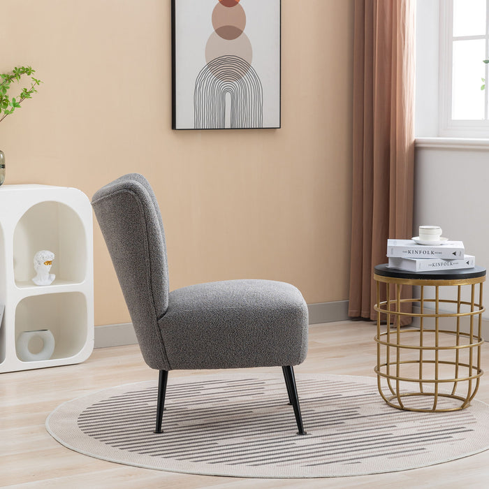 Boucle Upholstered Armless Accent Chair Modern Slipper Chair, Cozy Curved Wingback Armchair, Corner Side Chair