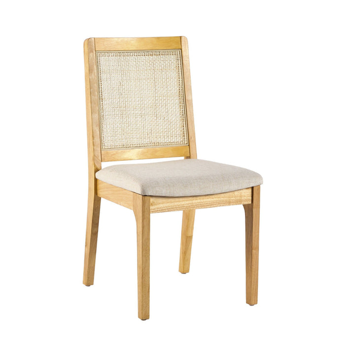 Modern Solid Wood Dining Chair With Rattan Inset Back (Set of 2)