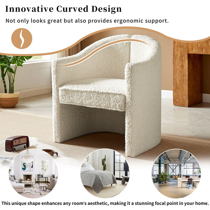 Stylish Curved Design, Comforting Embrace, Versatile Aesthetic, Dual Purpose Decorative Accent Chair, For Living Room, Bedroom And Study