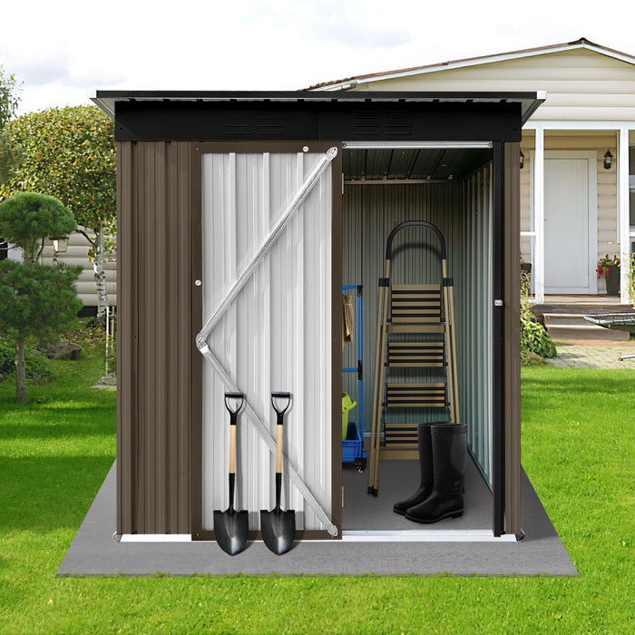 Garden Sheds 5FtX4Ft Outdoor Storage Sheds Brown / Black