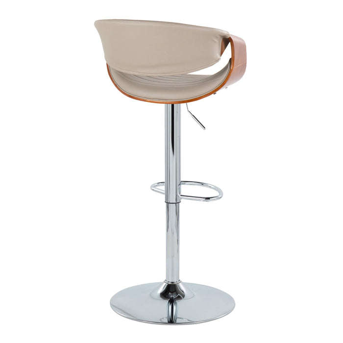 Symphony - Mid Century Modern Adjustable Barstool With Swivel With Oval Footrest (Set of 2)